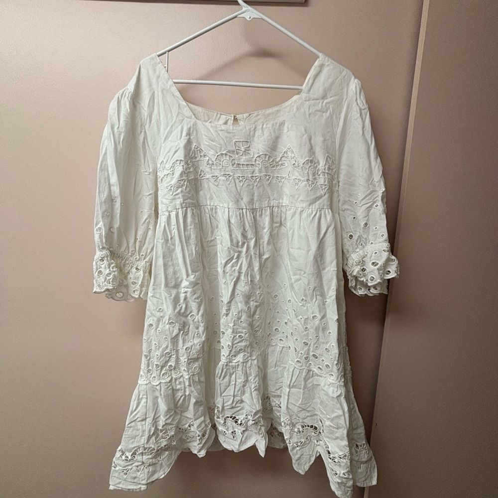 Elegant White Eyelet Dress